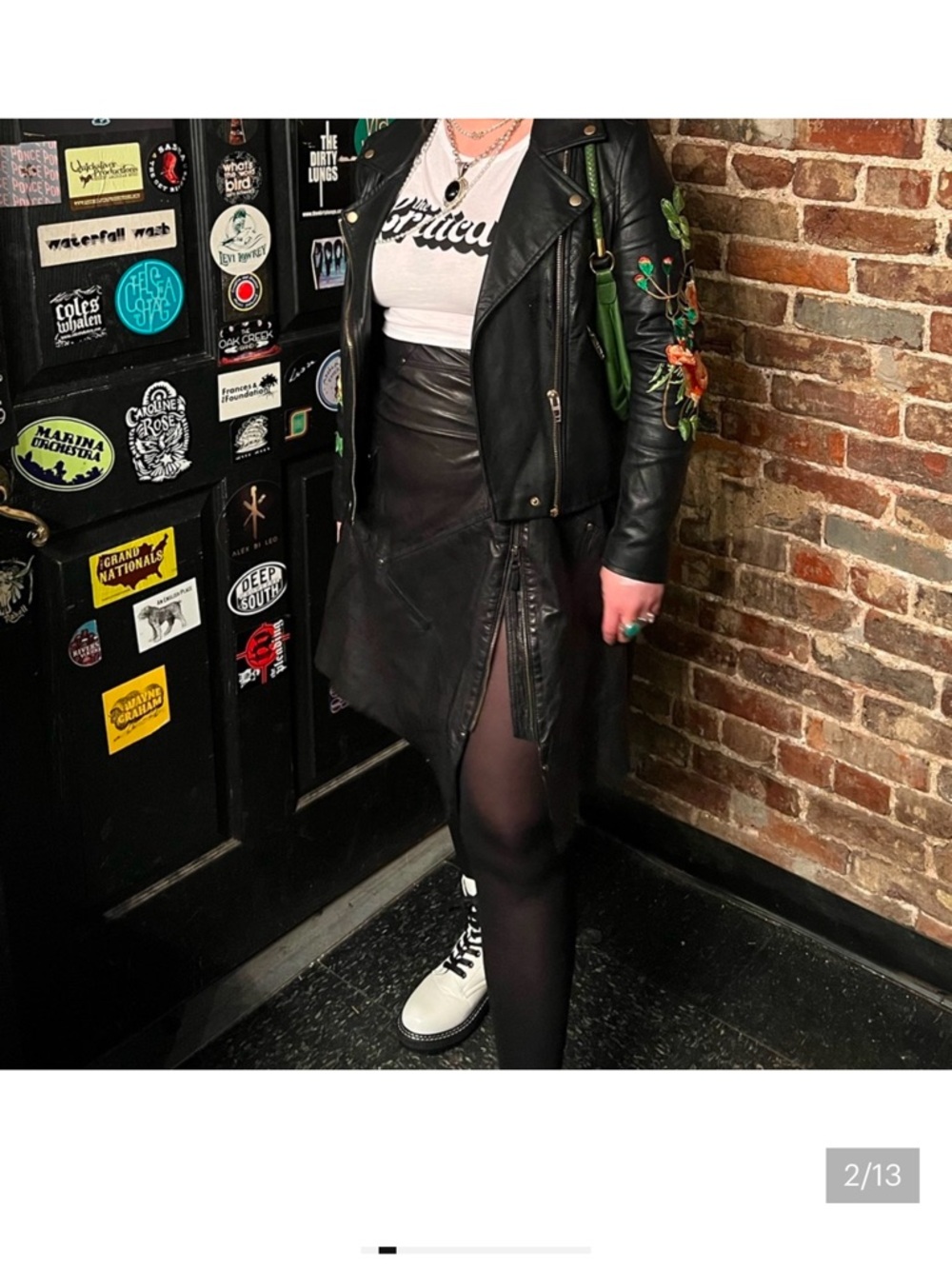 Nü Denmark sheepskin leather moto skirt 46